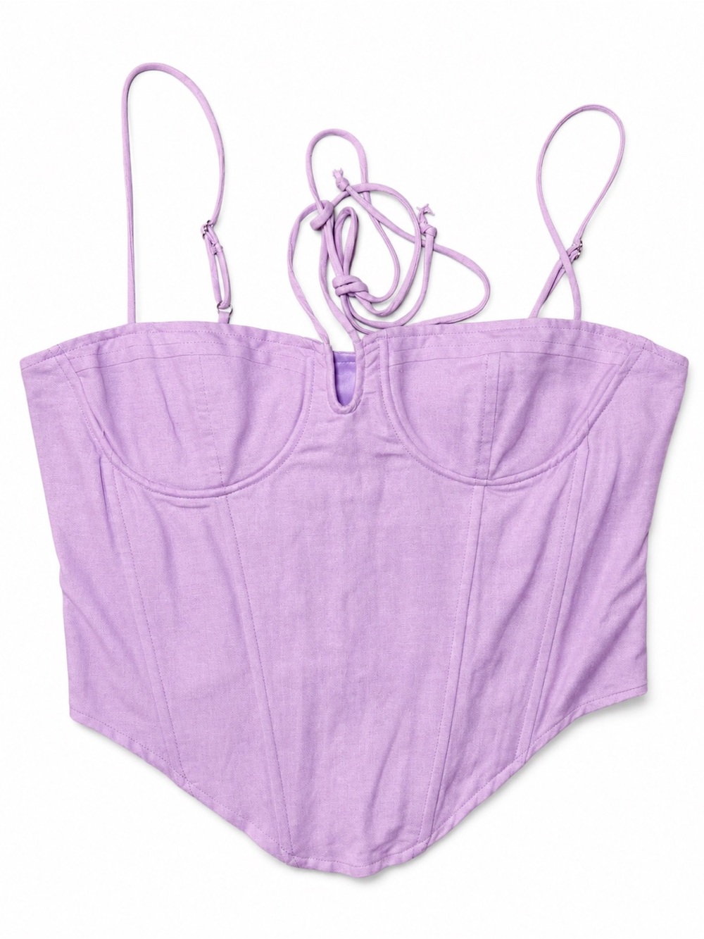 Sky to Moon Lavender Linen Blend Corset Bustier Top L Y2K Fairycore Coquette